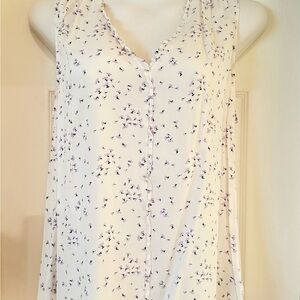 GAP White and Purple Floral Blouse